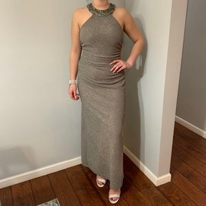 Cachet silver evening gown
